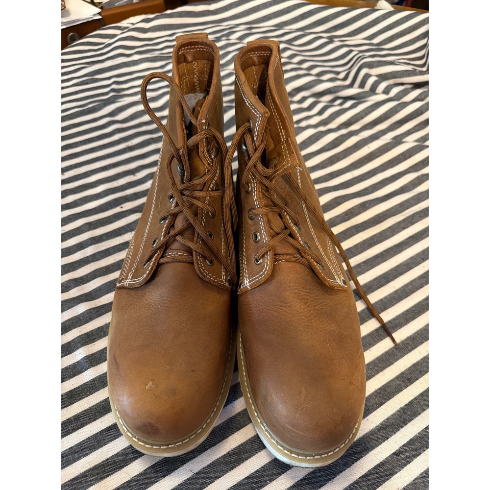 Brazos Mens 12 D Brown Leather Composite Toe Work Boots 175143 Wedge Sole